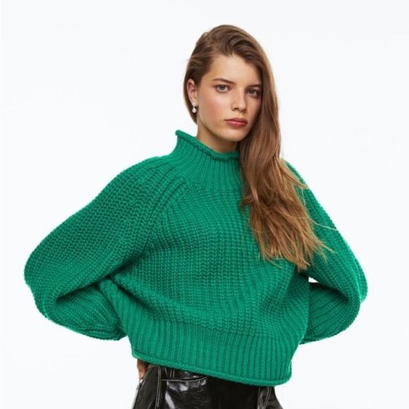 H&M Knit Oversized Sweater Green New - Picture 2 of 9